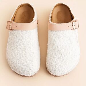 BIRKENSTOCK Lutry Bouclé Clog Eggshell Size 40 NEW Convertible Strap Cork Footbe